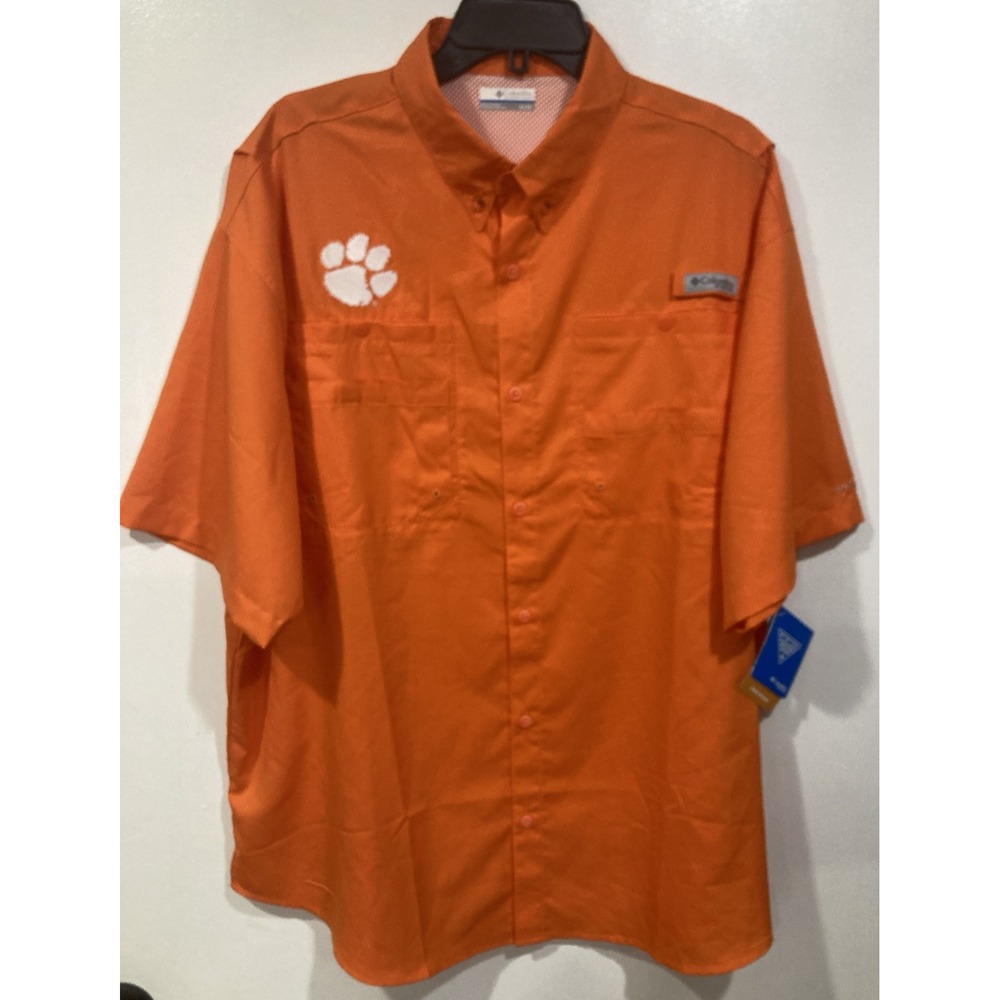 Clemson Tigers Shirt Mens XL Orange Columbia PFG Cotton Fishing Outdoor NWT $55